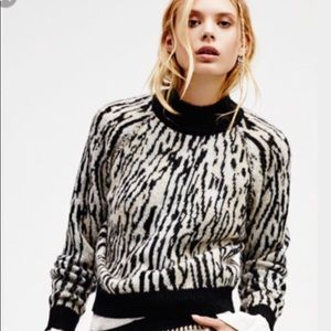 Free People animal print sweater Medium boho top